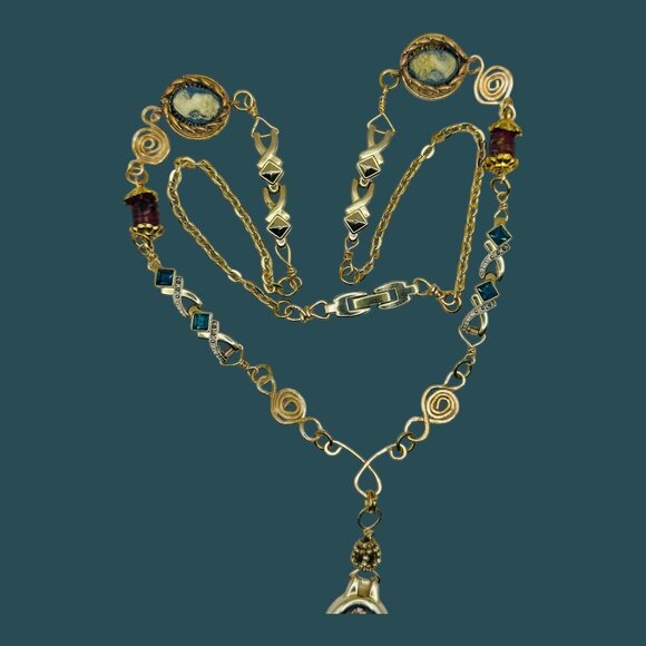 Repurposed VNTG Watch Opera Necklace Scene from the  of Beggars Opera by Hogarth - Picture 7 of 17